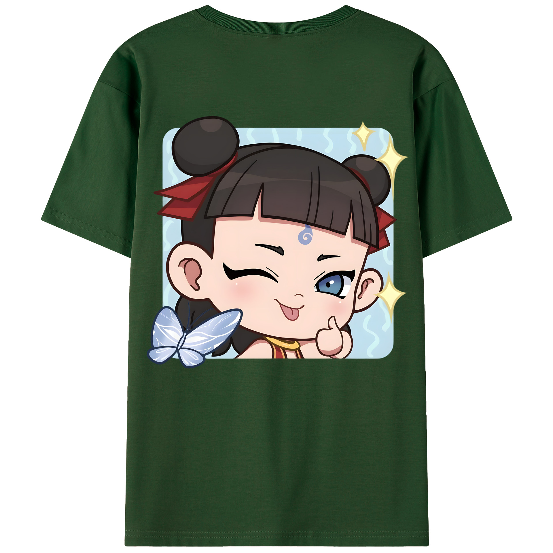 （画像用） Ne Zha 2 ナタ 魔童の大暴れ 綿100％半袖Tシャツ（背面プリント）